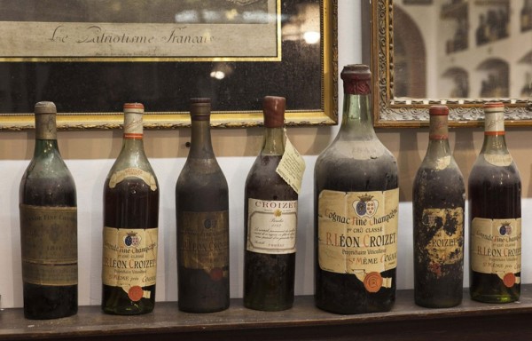 An extremely rare Croizet cognac collection from before 1900 of the antique liquor collection of Bay van der Bunt of the Netherlands is seen in Breda